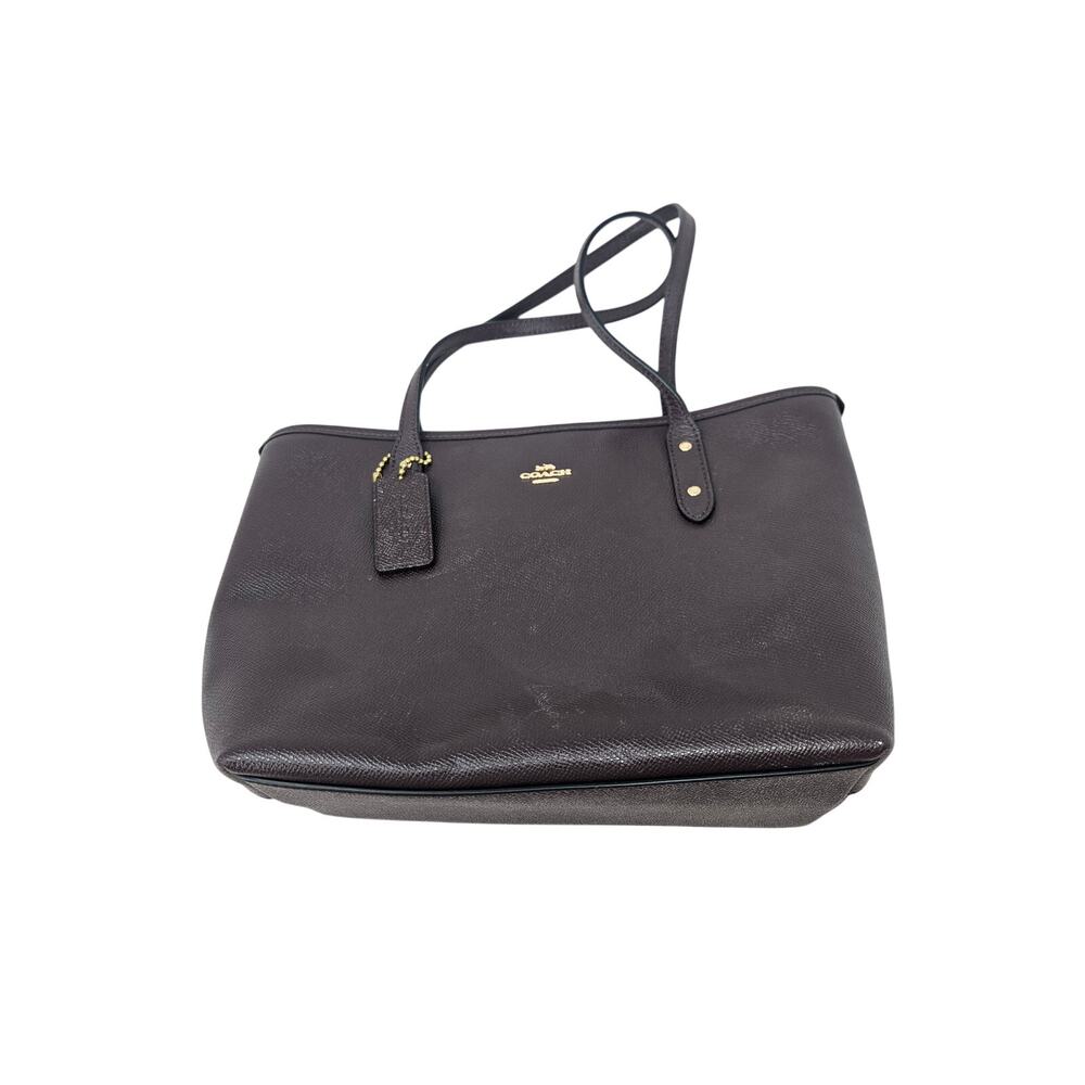 Coach Mini City Zip Tote Dark Brown Leather Minimalist Classic Career Top Handle - Picture 6 of 6